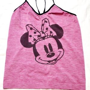 Disney Tank Top Women's Sz XL Pink Minnie Mouse Racerback Scoop Neck Compression